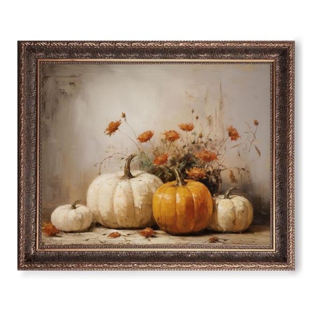 Fall Wall Decor, Pumpkin Still‎ Life Print, Rustic Fall Art, Vintage Autumn